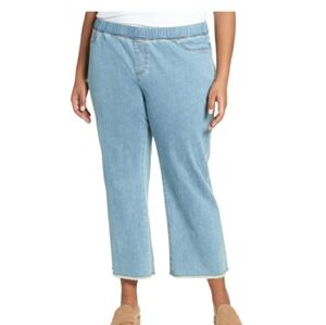 EILEEN FISHER Frayed Hem Pull-on Ankle Jeans In Frost-S